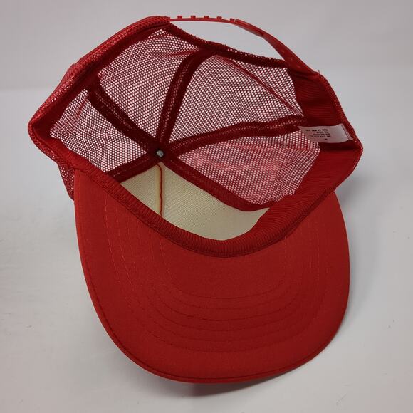 Unbranded Snapback Mesh Back Rope Trucker Hat Solid Red One Size Blank - Picture 7 of 9